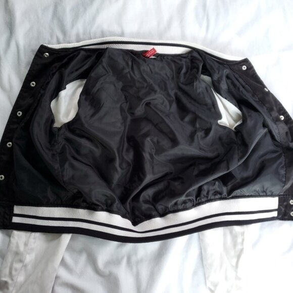 H&M Satin Bomber Varsity Jacket Black And White Inch56Inch Size 4 - Picture 14 of 14